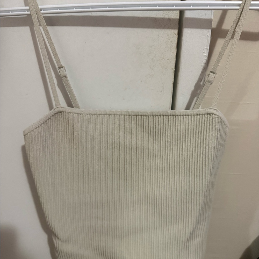 Aritzia Cream Ribbed Tank Top